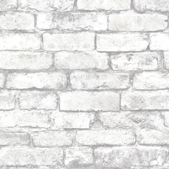 Brickwork Light Grey Exposed Brick Wallpaper by Beacon House Oxford Covers about 56.4 square feet 20.5-in by 33-ft long roll Unpasted 21 - Fabric Carolina -
