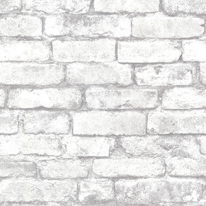 Brickwork Light Grey Exposed Brick Wallpaper by Beacon House