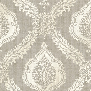 Zoraya Taupe Damask Wallpaper by Kenneth James