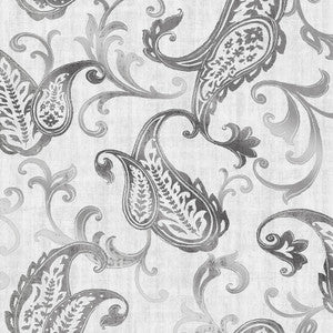 Darro Silver Global Paisley Wallpaper by Kenneth James
