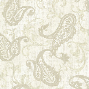 Darro Taupe Global Paisley Wallpaper by Kenneth James