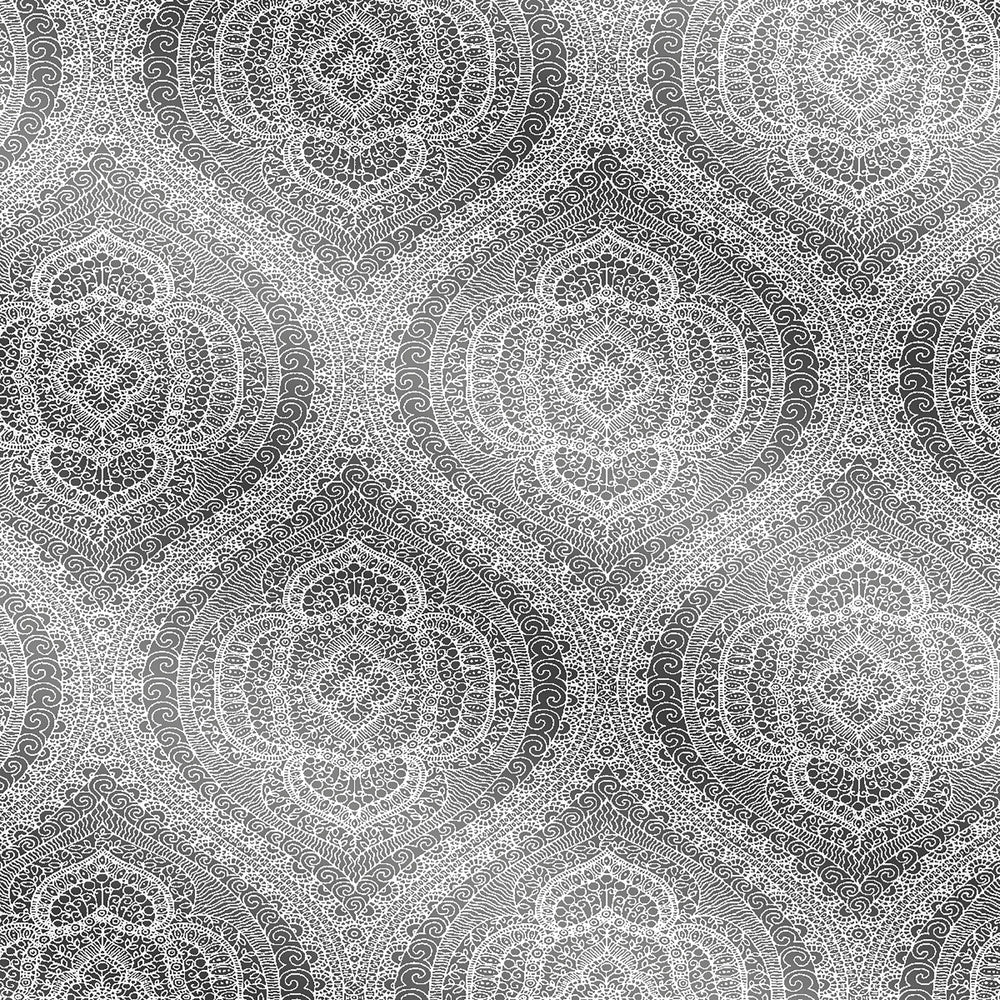 Zaida Silver Paisley Damask Wallpaper by Kenneth James Alhambra Covers about 56.4 square feet 20.5-in by 33-ft long roll Unpasted 25.2 - Fabric Carolina -