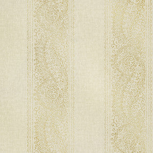 Arcades Beige Paisley Stripe Wallpaper by Kenneth James