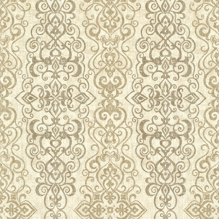 Mexuar Taupe Filigree Stripe Wallpaper by Kenneth James Alhambra Covers about 56.4 square feet 20.5-in by 33-ft long roll Unpasted 21.9 - Fabric Carolina -