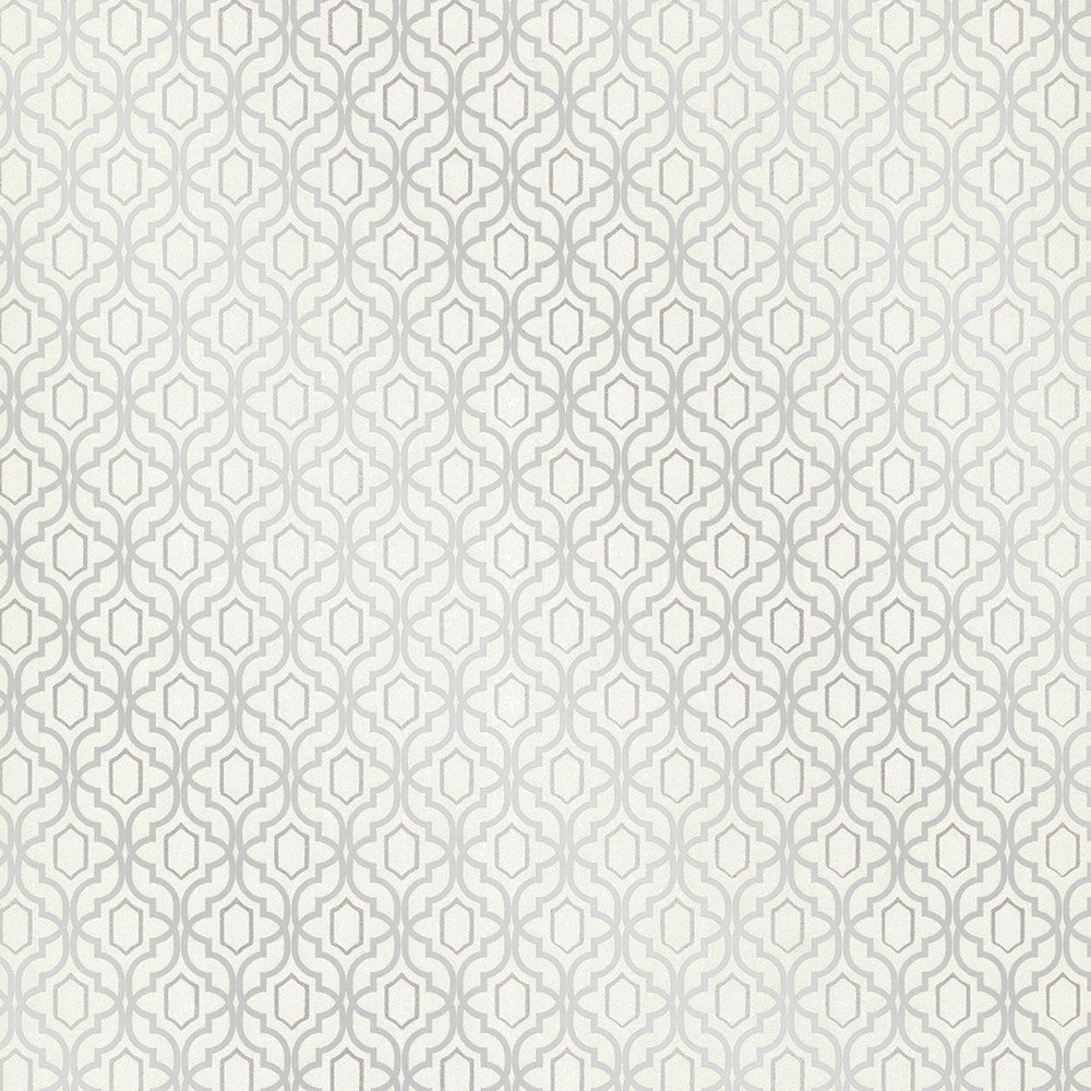 Alcazaba Silver Trellis Wallpaper by Kenneth James Alhambra Covers about 56.4 square feet 20.5-in by 33-ft long roll Unpasted 28 - Fabric Carolina -