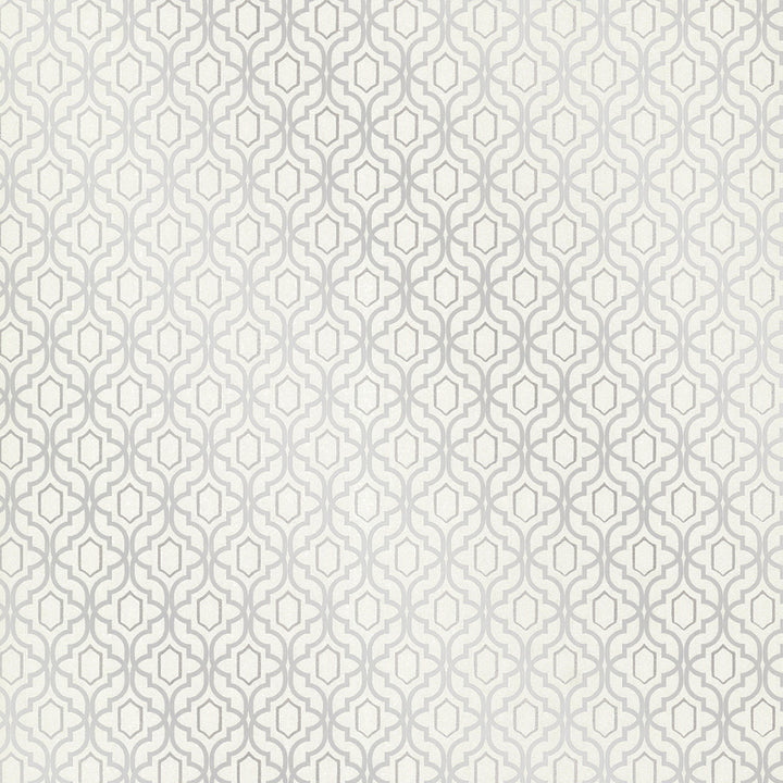 Alcazaba Silver Trellis Wallpaper by Kenneth James Alhambra Covers about 56.4 square feet 20.5-in by 33-ft long roll Unpasted 28 - Fabric Carolina -