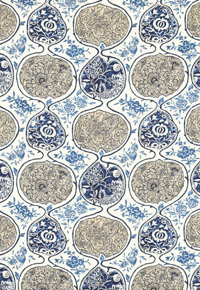 Katsugi Blues 2620933 by Schumacher Designer Fabric Exuberant-Prints 55% Linen, 45% Cotton - Horizontal: 27 and Vertical: 25 54 - Swanky Fabrics -