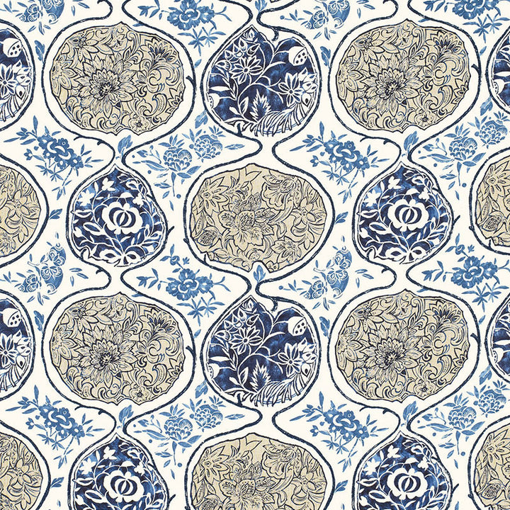 Katsugi Blues 2620933 by Schumacher Fabric PRINT HAPPY LINEN 55% COTTON 45% BELGIUM </p><p>Repeat: Horizontal: 27" (69CM) and Vertical: 25" (64CM) 54 - Fabric Carolina -