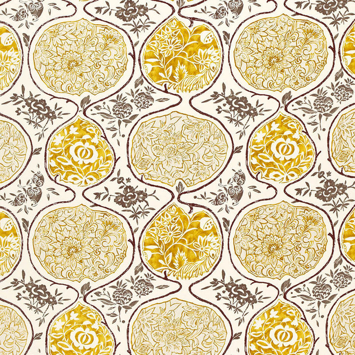 Katsugi Gold And Mushroom 2620934 by Schumacher Fabric DW-SPRING 2003 COLLECTION See Sample BELGIUM - </p><p>Repeat: Horizontal: 27" (69CM) and Vertical: 25" (64CM) 54" WIDE (137CM) - Fabric Carolina -