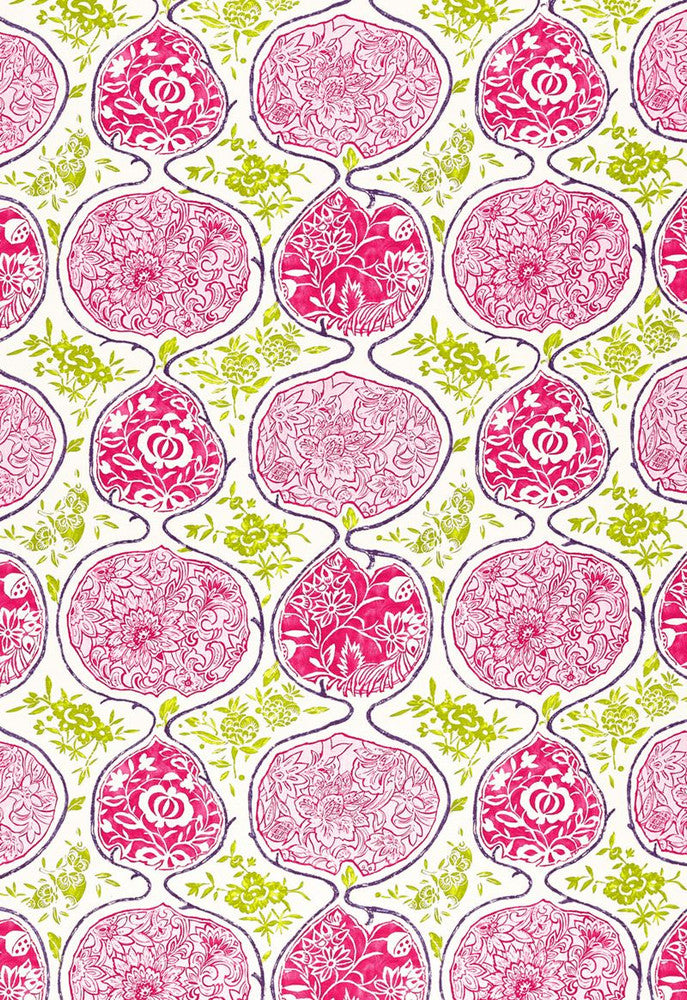 Katsugi Fuchsia & Chartreuse 2620937 by Schumacher Fabric Exuberant-Prints 55% Linen, 45% Cotton - Horizontal: 27 and Vertical: 25 54 - Fabric Carolina -