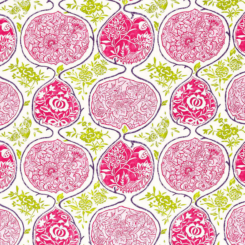 Katsugi Fuchsia & Chartreuse 2620937 by Schumacher Fabric PRINT HAPPY LINEN 55% COTTON 45% BELGIUM </p><p>Repeat: Horizontal: 27" (69CM) and Vertical: 25" (64CM) 54 - Fabric Carolina -
