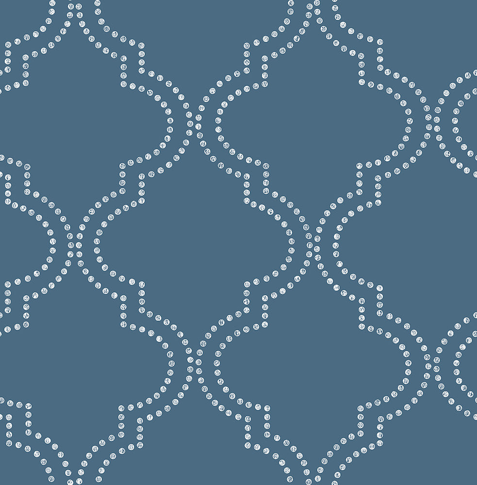 Tetra Blue Quatrefoil Wallpaper by A-Street Prints Symetrie Covers about 56.4 square feet 20.5-in by 33-ft long roll Unpasted 10.4 - Fabric Carolina -