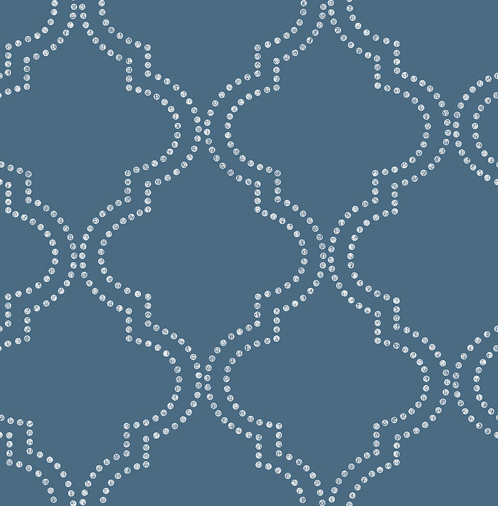 Tetra Blue Quatrefoil Wallpaper by A-Street Prints Symetrie Covers about 56.4 square feet 20.5-in by 33-ft long roll Unpasted 10.4 - Fabric Carolina -