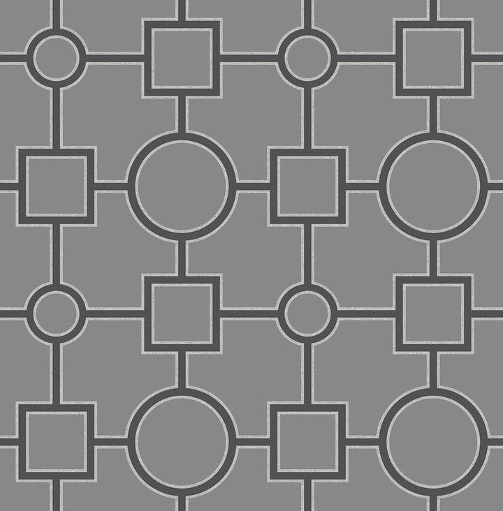 Matrix Black Geometric Wallpaper by A-Street Prints Symetrie Covers about 56.4 square feet 20.5-in by 33-ft long roll Unpasted 10.4 - Fabric Carolina -