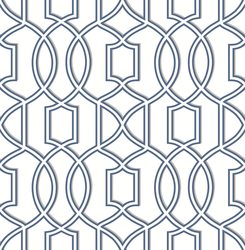 Quantum Blue Trellis Wallpaper by A-Street Prints Symetrie Covers about 56.4 square feet 20.5-in by 33-ft long roll Unpasted 10.4 - Fabric Carolina -