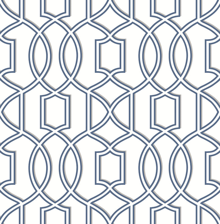 Quantum Blue Trellis Wallpaper by A-Street Prints Symetrie Covers about 56.4 square feet 20.5-in by 33-ft long roll Unpasted 10.4 - Fabric Carolina -