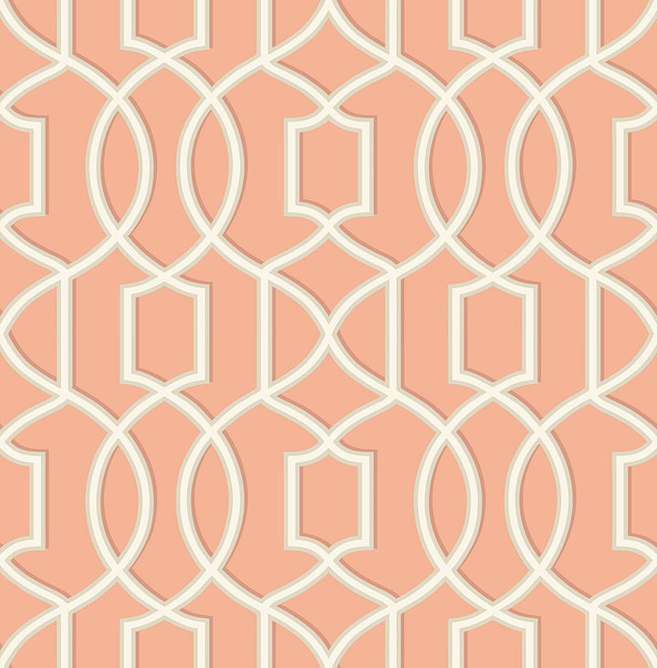 Quantum Coral Trellis Wallpaper by A-Street Prints Symetrie Covers about 56.4 square feet 20.5-in by 33-ft long roll Unpasted 10.4 - Fabric Carolina -