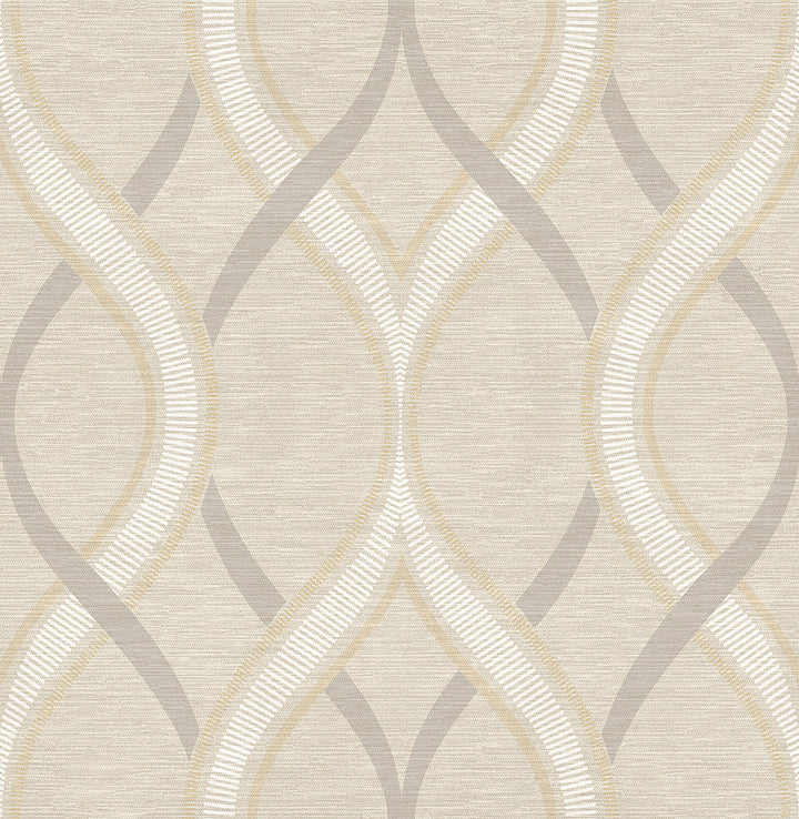Frequency Beige Ogee Wallpaper by A-Street Prints Symetrie Covers about 56.4 square feet 20.5-in by 33-ft long roll Unpasted 20.9 - Fabric Carolina -