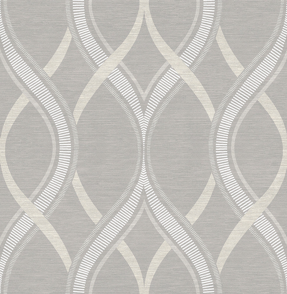Frequency Grey Ogee Wallpaper by A-Street Prints Symetrie Covers about 56.4 square feet 20.5-in by 33-ft long roll Unpasted 20.9 - Fabric Carolina -