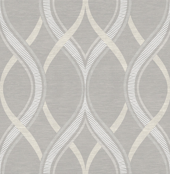 Frequency Grey Ogee Wallpaper by A-Street Prints Symetrie Covers about 56.4 square feet 20.5-in by 33-ft long roll Unpasted 20.9 - Fabric Carolina -