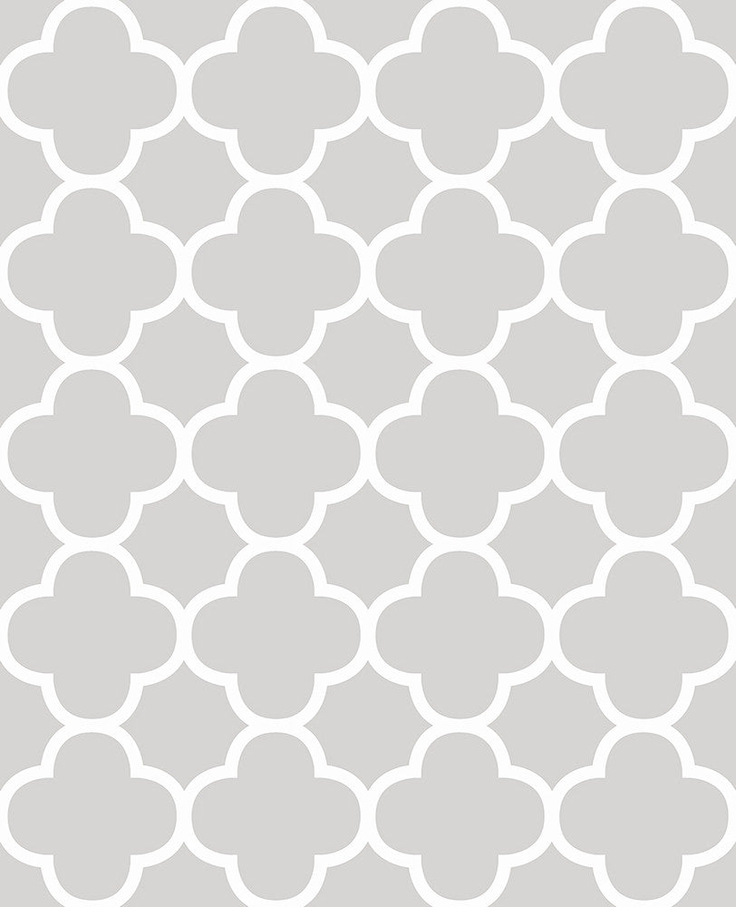 Origin Grey Quatrefoil Wallpaper by A-Street Prints Symetrie Covers about 56.4 square feet 20.5-in by 33-ft long roll Unpasted 5.1 - Fabric Carolina -