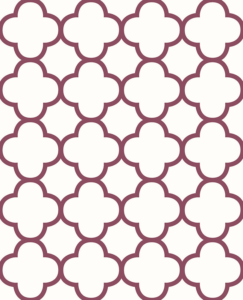 Origin Burgundy Quatrefoil Wallpaper by A-Street Prints Symetrie Covers about 56.4 square feet 20.5-in by 33-ft long roll Unpasted 5.1 - Fabric Carolina -