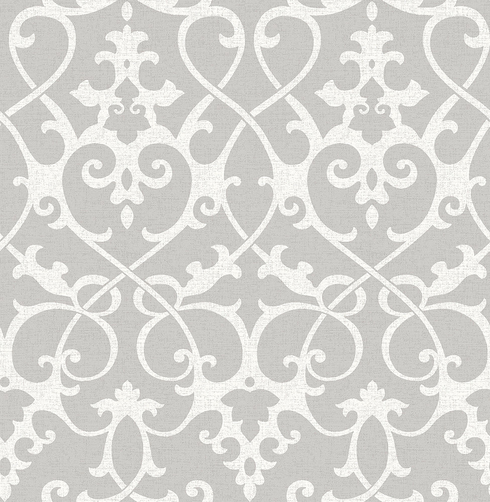 Axiom Grey Ironwork Wallpaper by A-Street Prints Symetrie Covers about 56.4 square feet 20.5-in by 33-ft long roll Unpasted 21.1 - Fabric Carolina -