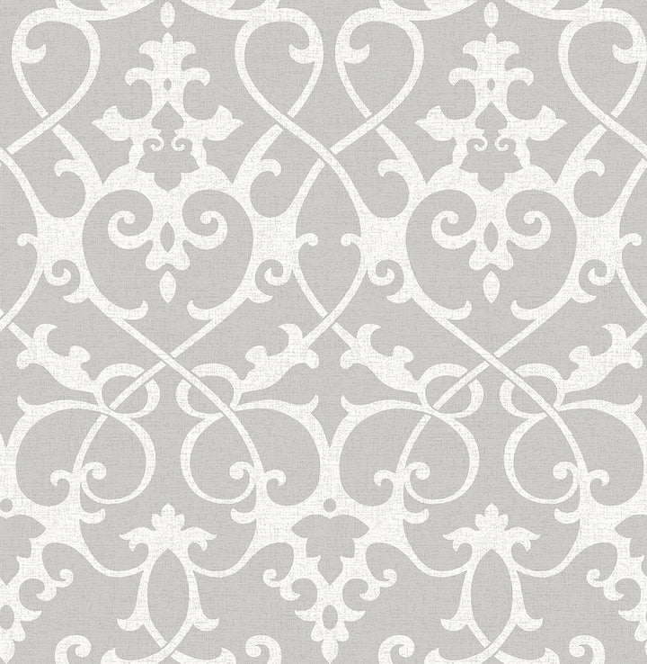Axiom Grey Ironwork Wallpaper by A-Street Prints Symetrie Covers about 56.4 square feet 20.5-in by 33-ft long roll Unpasted 21.1 - Fabric Carolina -