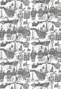 Views Of Paris Black On White 2628830 by Schumacher Fabric