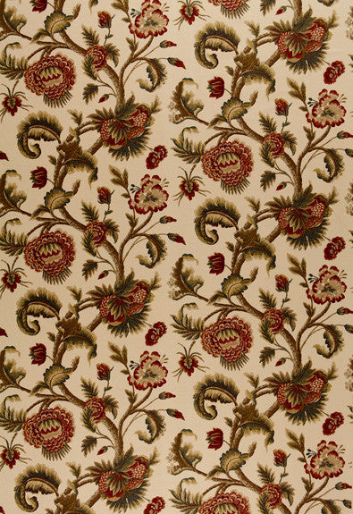 Jacobean Printed Crewel Burnish Sage 2639312 by Schumacher Designer Fabric Classic-Prints 54% Linen, 46% Cotton - Horizontal: 28 and Vertical: 25.25 56 - Swanky Fabrics -