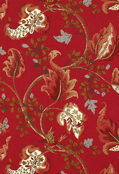 Fox Hollow Tomato and Brass 2639646 by Schumacher Designer Fabric Classic-Prints 59% Linen, 41% Cotton - Horizontal: 26.625 and Vertical: 27 56 - Swanky Fabrics -