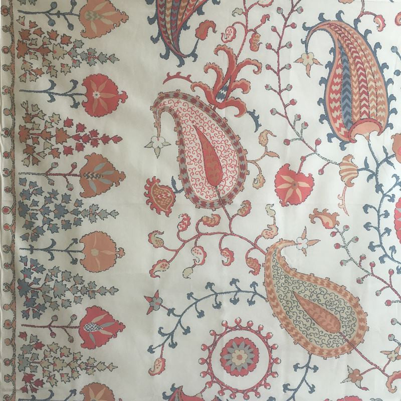Lakai Printed Embroidery Ivory 2643360 by Schumacher Fabric Classic-Prints 100% Cotton - Horizontal: 55.5 and Vertical: 28.75 55.5 - Fabric Carolina -
