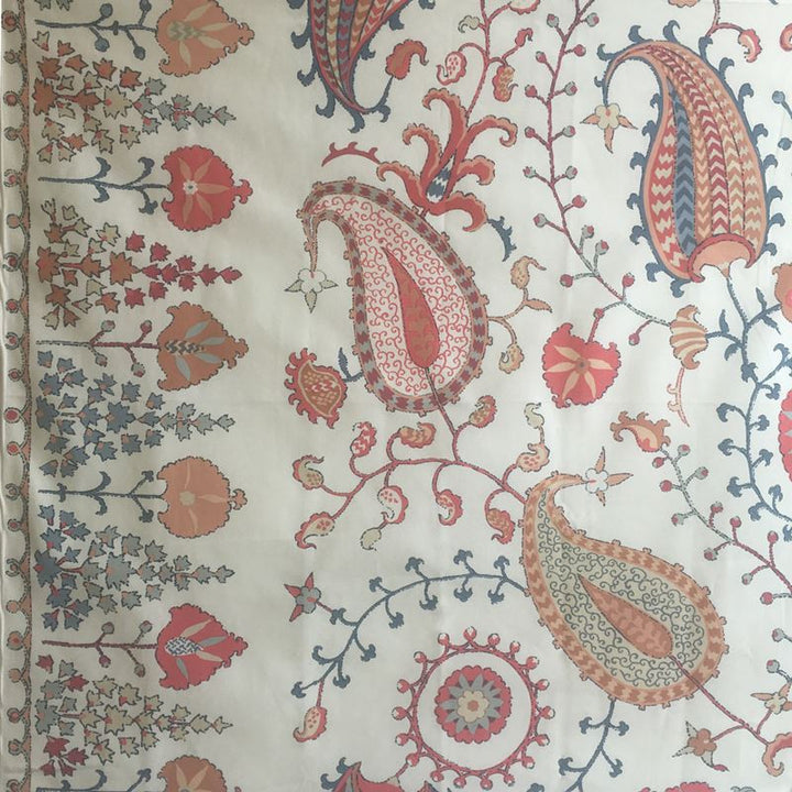 Lakai Printed Embroidery Ivory 2643360 by Schumacher Fabric Classic-Prints 100% Cotton - Horizontal: 55.5 and Vertical: 28.75 55.5 - Fabric Carolina -
