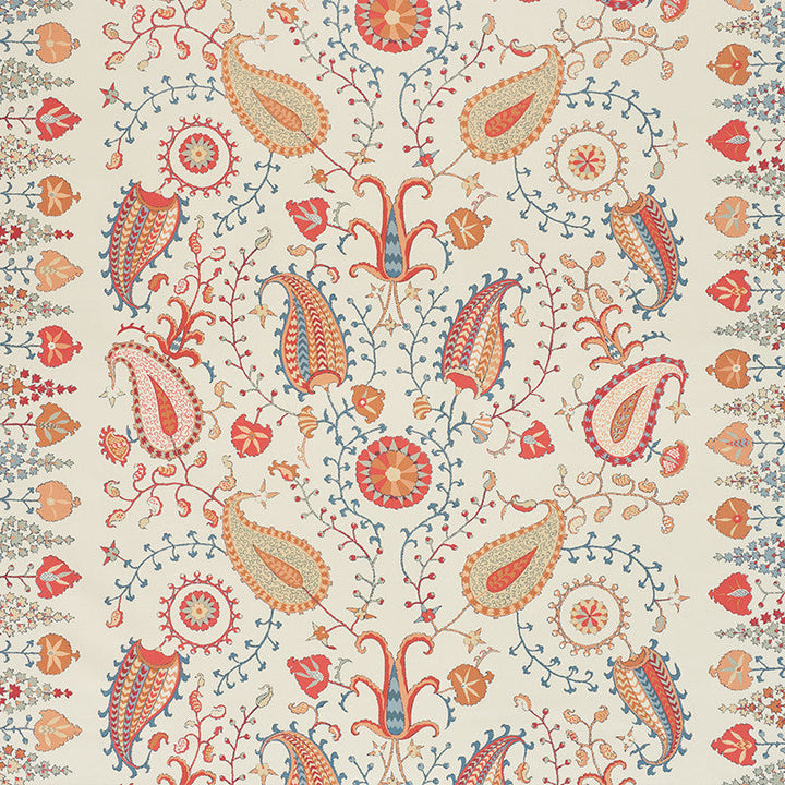 Lakai Printed Embroidery Ivory 2643360 by Schumacher Designer Fabric DW-SPRING 2004 COLLECTION See Sample FRANCE LIGHT DUTY </p><p>Repeat: Horizontal: 55 1/2" (141CM) and Vertical: 28 3/4" (73CM) 55 1/2" WIDE (141CM) - Swanky Fabrics -