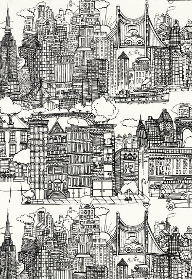 New York New York Black and White 2643410 by Schumacher Fabric Exuberant-Prints 100% Cotton - Horizontal: 27 and Vertical: 25 54 - Fabric Carolina -