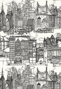 New York New York Black And White 2643410 by Schumacher Fabric