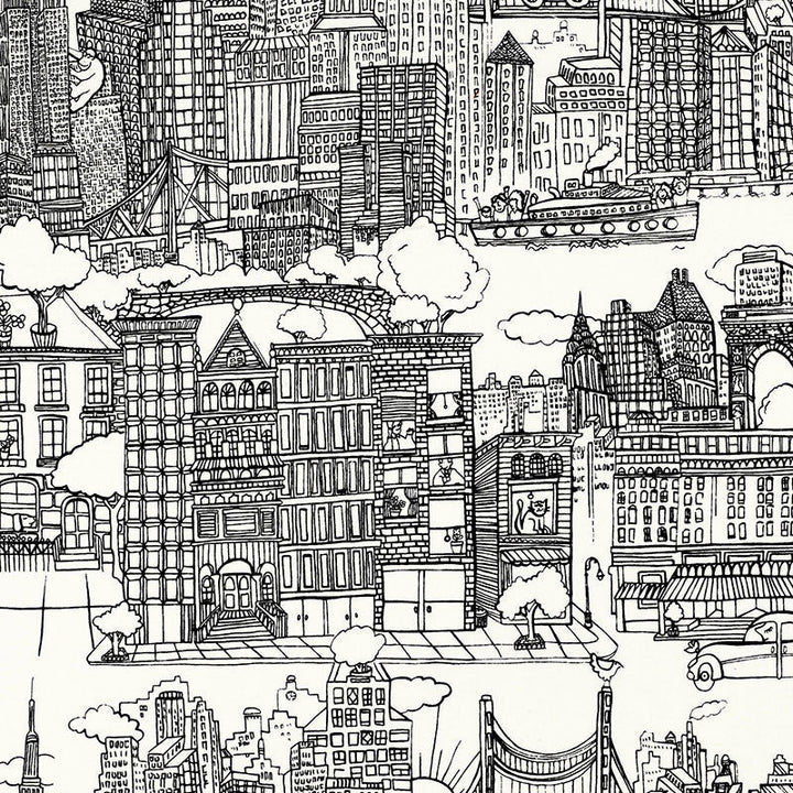 New York New York Black And White 2643410 by Schumacher Designer Fabric DW-SPRING 2004 COLLECTION See Sample UNITED STATES OF AMERICA MEDIUM DUTY </p><p>Repeat: Horizontal: 27" (69CM) and Vertical: 25" (64CM) 54" WIDE (137CM) - Swanky Fabrics -