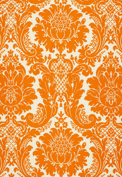 Harmon Manor II Tangerine 2643541 by Schumacher Fabric Classic-Prints 55% Linen, 45% Cotton - Horizontal: 27 and Vertical: 32.25 53.5 - Fabric Carolina -
