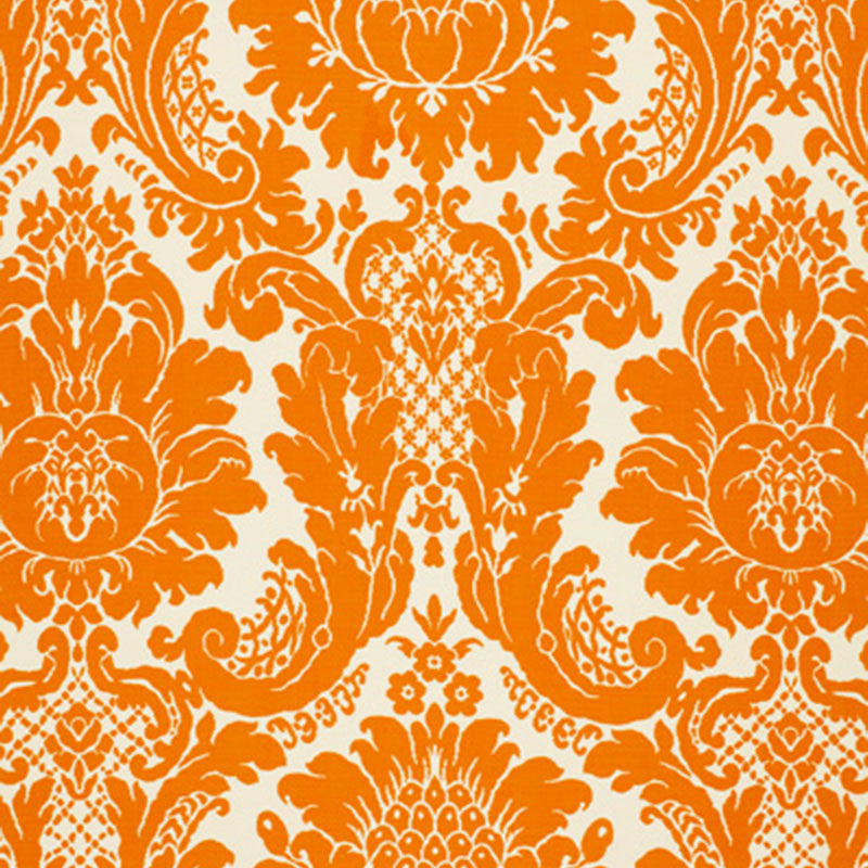 Harmon Manor Ii Tangerine 2643541 by Schumacher Designer Fabric DEC WALK MISC See Sample BELGIUM NOT APPLICABLE </p><p>Repeat: Horizontal: 27" (69CM) and Vertical: 32 1/4" (82CM) 53 1/2" WIDE (136CM) - Swanky Fabrics -