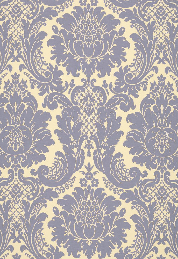 Harmon Manor II Blue 2643543 by Schumacher Fabric Classic-Prints 55% Linen, 45% Cotton - Horizontal: 27 and Vertical: 32.25 53.5 - Fabric Carolina -