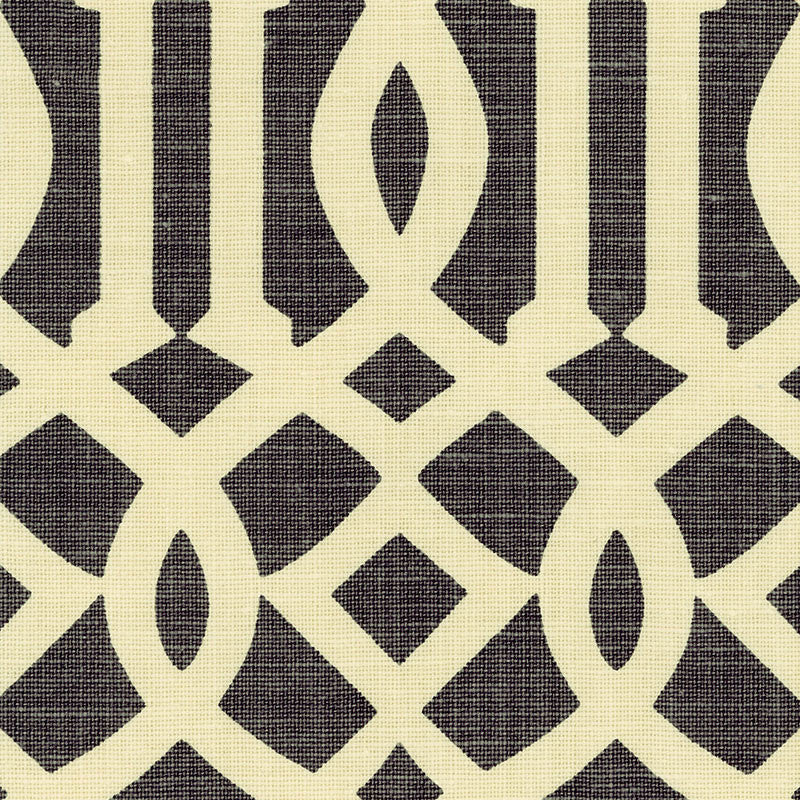 Imperial Trellis Parchment/Midnight 2643760 by Schumacher Designer Fabric HOUSE OF KWID - SPRING 05 LINEN 100% UNITED STATES OF AMERICA </p><p>Repeat: Horizontal: 6 3/4" (17CM) and Vertical: 12 1/2" (32CM) 54 - Swanky Fabrics -