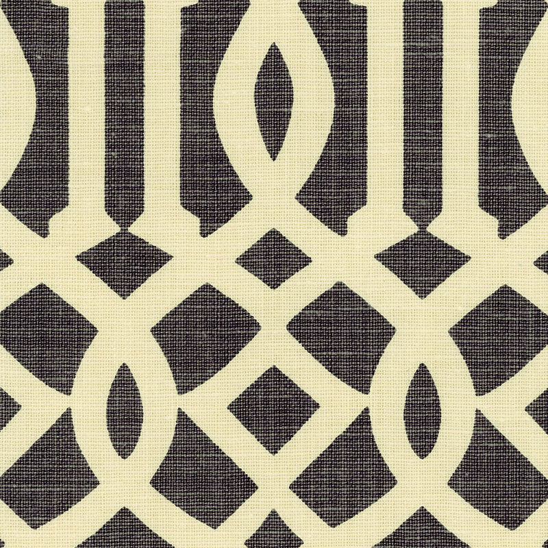 Imperial Trellis Parchment/Midnight 2643760 by Schumacher Fabric HOUSE OF KWID - SPRING 05 LINEN 100% UNITED STATES OF AMERICA </p><p>Repeat: Horizontal: 6 3/4" (17CM) and Vertical: 12 1/2" (32CM) 54 - Fabric Carolina -