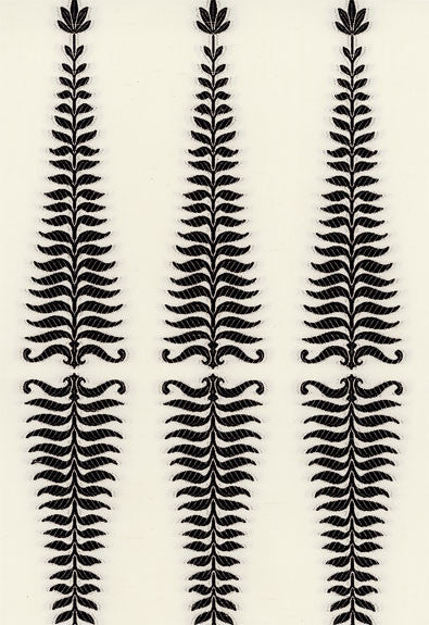 Fern Tree Noir Creme 2643880 by Schumacher Fabric COLLECTION-NAME-TBA-2643880 51% Cotton, 48% Viscose, 1% Silk - Horizontal: 3.5 and Vertical: 18.875 56 - Fabric Carolina -