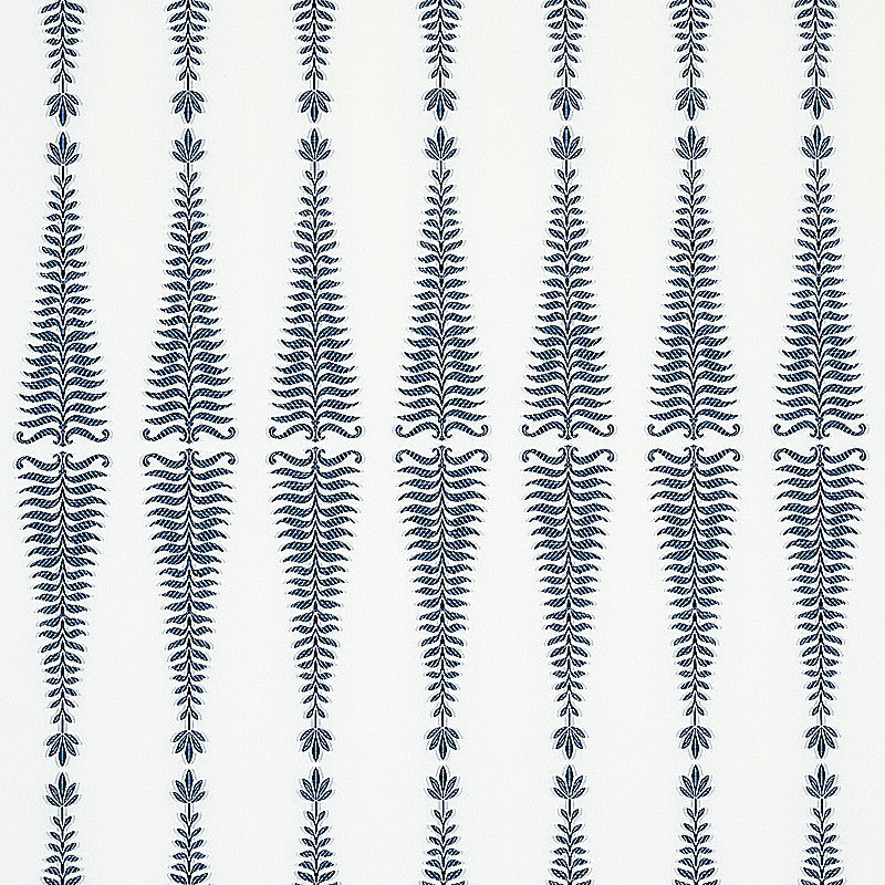 Fern Tree Navy & White 2643882 by Schumacher Designer Fabric RHAPSODY IN BLUE COTTON 80% VISCOSE 20% ITALY </p><p>Repeat: Horizontal: 3 1/2" (9CM) and Vertical: 18 2/3" (48CM) 55.125 - Swanky Fabrics -