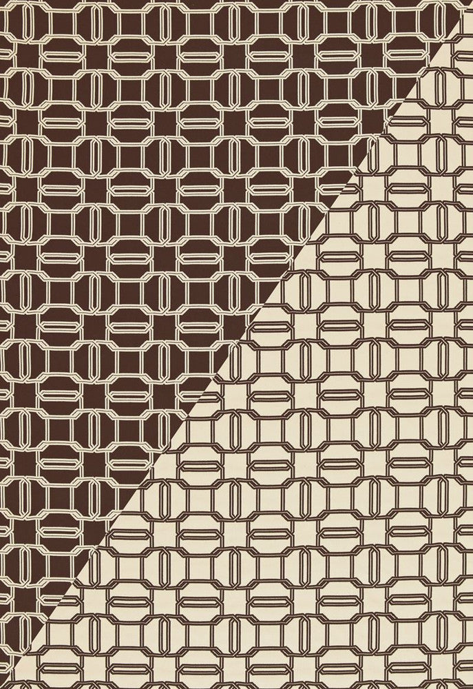 Emerald Cut Mink & Ivory 2643901 by Schumacher Fabric Tessera 100% Cotton - Horizontal: 4.5 and Vertical: 4.5 54 - Fabric Carolina -