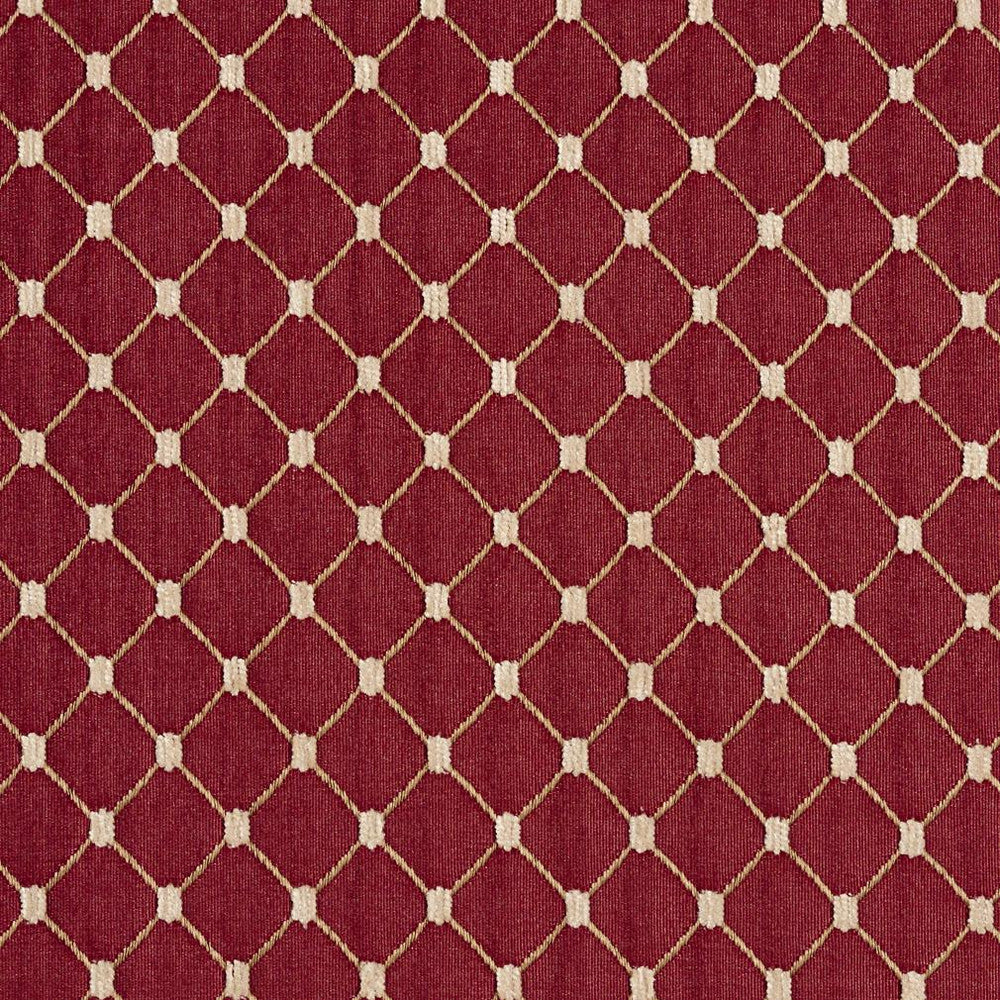 2652 Crimson/Diamond by Charlotte Fabric Uptown Jacquards VI 100% Woven Polyester Asia Exceeds 70,000 Wyzenbeek Rubs (Heavy Duty) Horizontal: 1.75" x Vertical: 1.5" 54 Inches - Fabric Carolina -