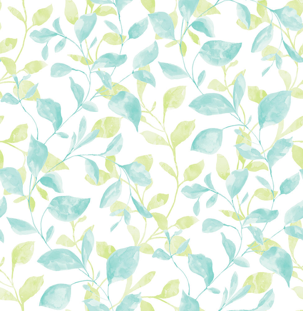 Catalina Trail Aqua Vine Wallpaper by A-Street Prints Catalina Covers about 56.4 square feet 20.5-in by 33-ft long roll Unpasted 21 - Fabric Carolina -