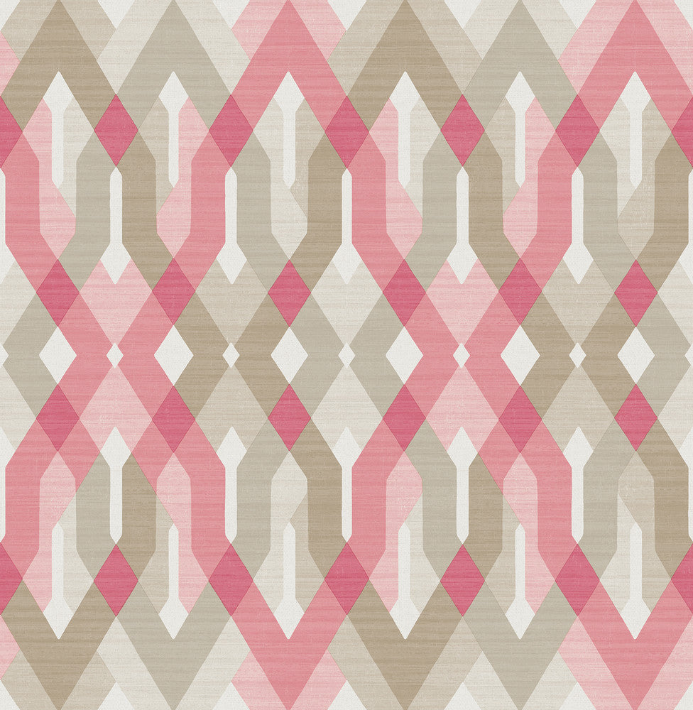 Harbour Pink Geometric Wallpaper by A-Street Prints Catalina Covers about 56.4 square feet 20.5-in by 33-ft long roll Unpasted 10.5 - Fabric Carolina -