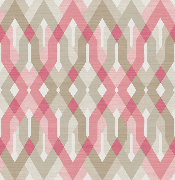Harbour Pink Geometric Wallpaper by A-Street Prints Catalina Covers about 56.4 square feet 20.5-in by 33-ft long roll Unpasted 10.5 - Fabric Carolina -