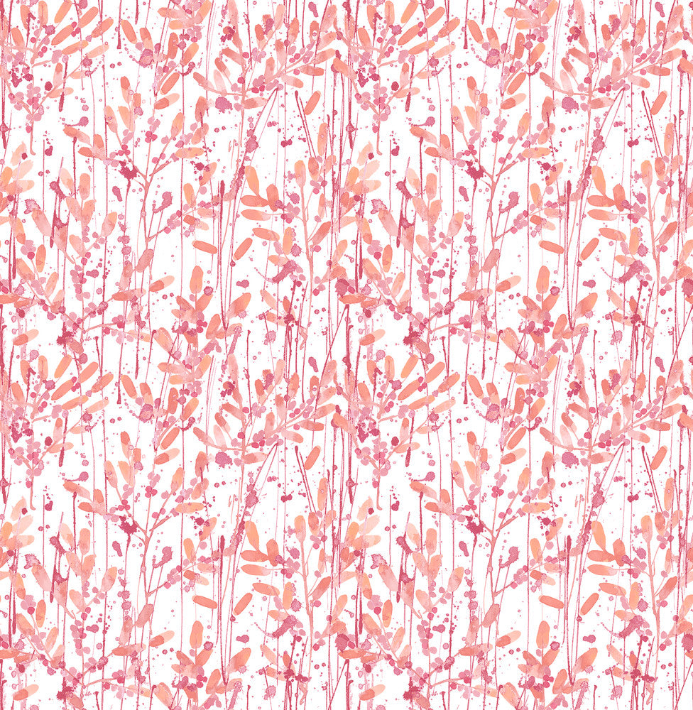 Willow Pink Leaves Wallpaper by A-Street Prints Catalina Covers about 56.4 square feet 20.5-in by 33-ft long roll Unpasted 10.5 - Fabric Carolina -